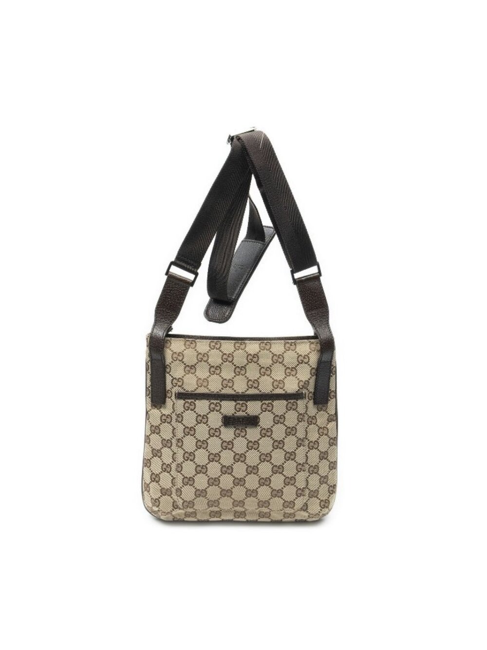 Gucci Front Slip Pocket Crossbody Beige Brown GG Canvas
